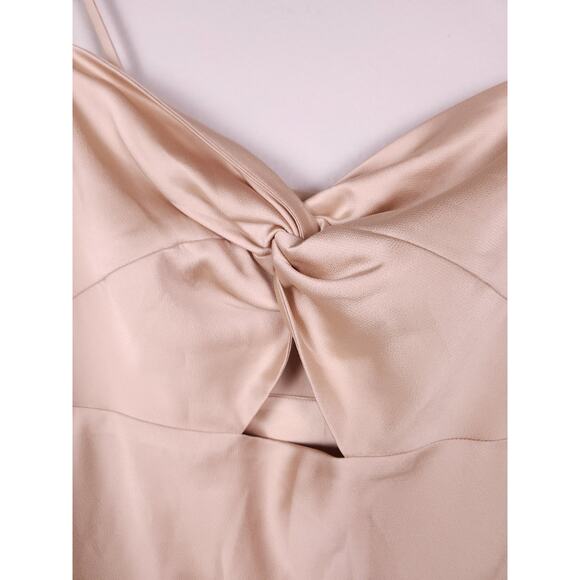 Park & Fifth Satin Slip Dress Size M Champagne Twist Front Midi Dress Bridesmaid - Picture 9 of 12
